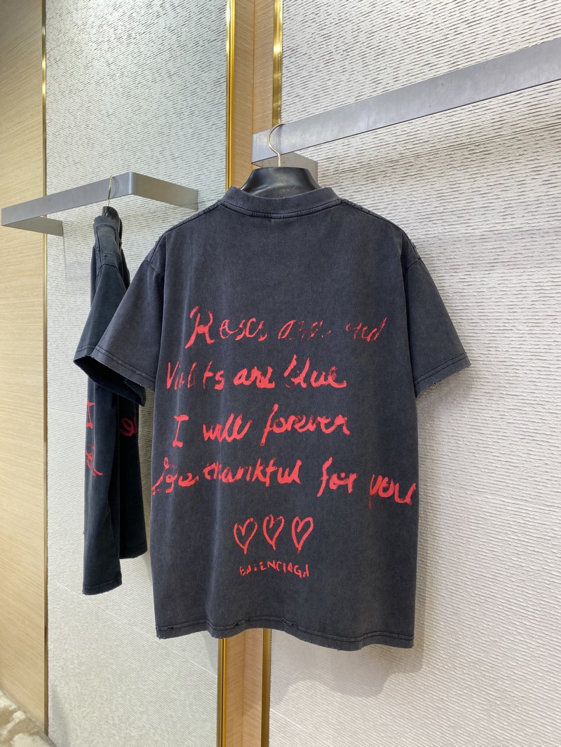 Balenciaga Love Hearts Graffiti Short Sleeve T-Shirt Black 6