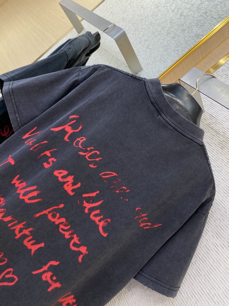 Balenciaga Love Hearts Graffiti Short Sleeve T-Shirt Black 7