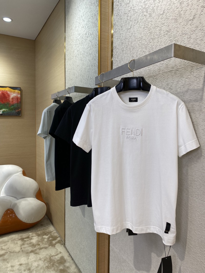 Fendi Logo Embroidered Crew Neck Short Sleeve T-Shirt Black 2