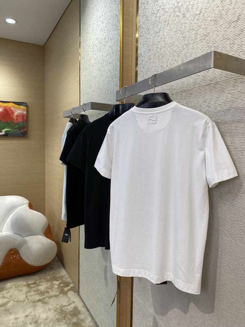 Fendi Logo Embroidered Crew Neck Short Sleeve T-Shirt Black 3