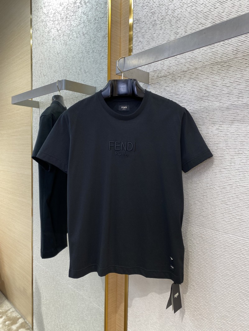 Fendi Logo Embroidered Crew Neck Short Sleeve T-Shirt Black 4