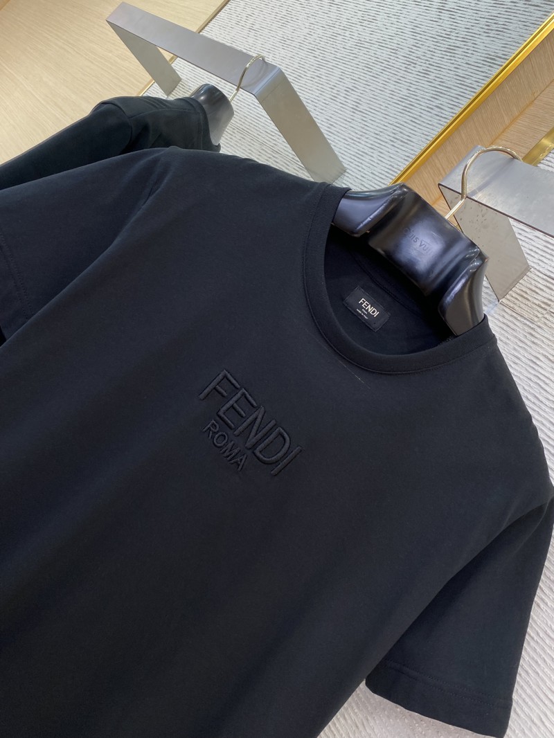 Fendi Logo Embroidered Crew Neck Short Sleeve T-Shirt Black 5