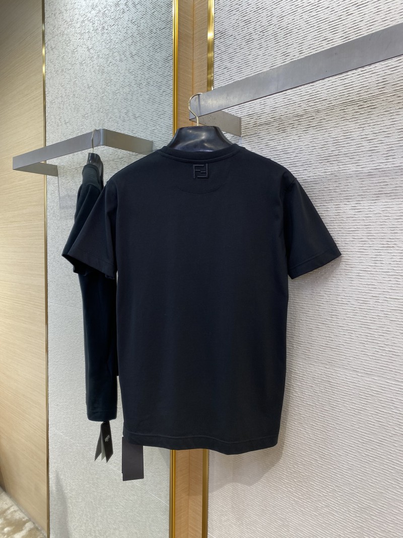 Fendi Logo Embroidered Crew Neck Short Sleeve T-Shirt Black 6