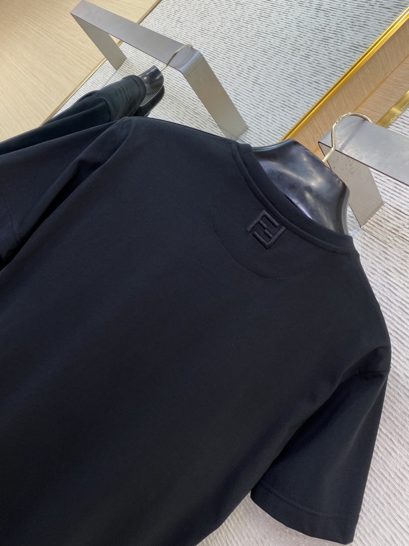 Fendi Logo Embroidered Crew Neck Short Sleeve T-Shirt Black 7
