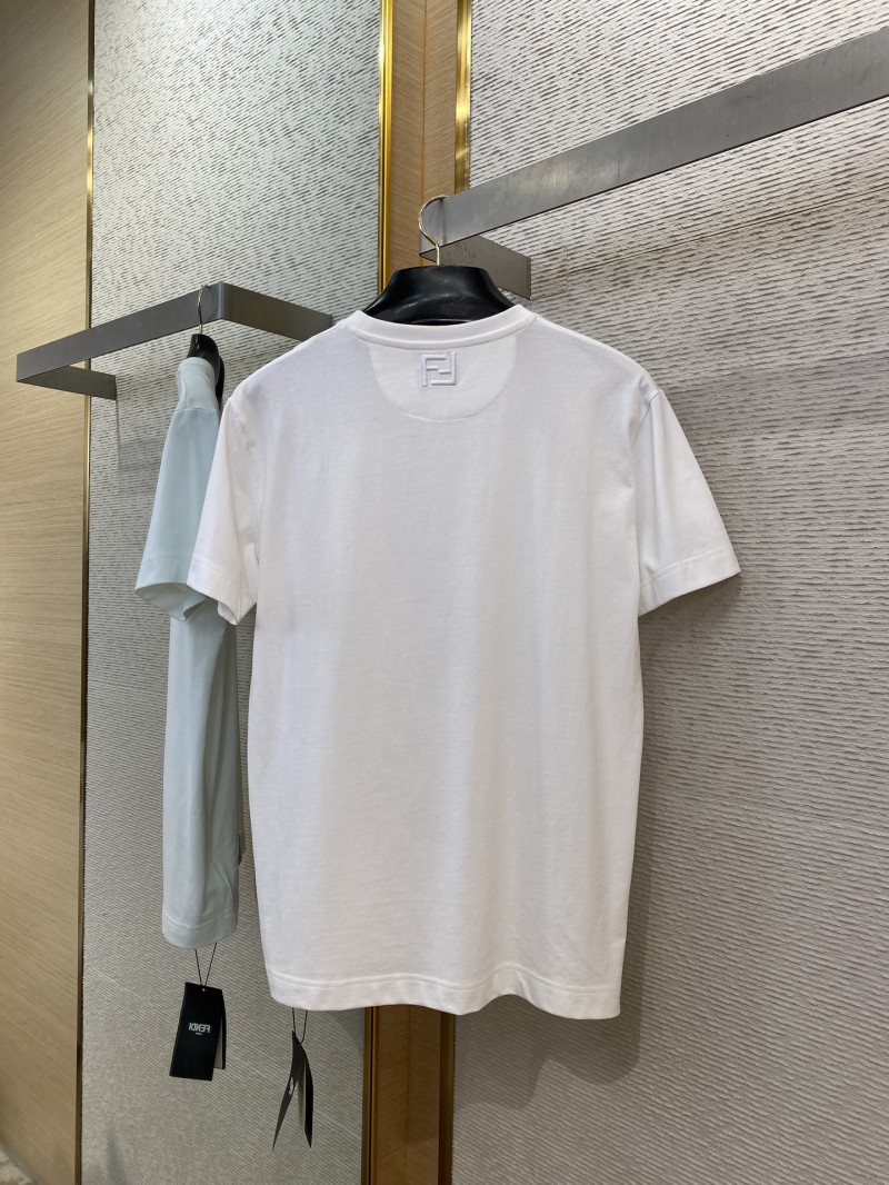 Fendi Logo Embroidery Round Neck Short Sleeve T-Shirt White 6