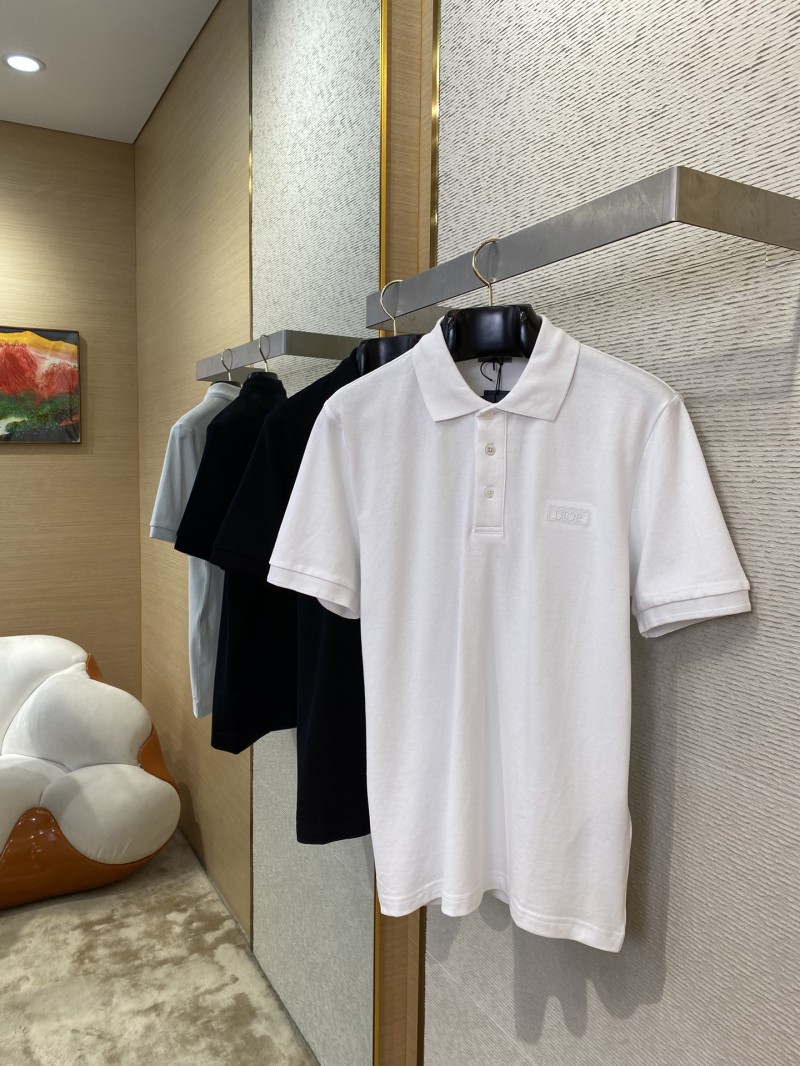 Dior logo embroidered polo shirt white 2
