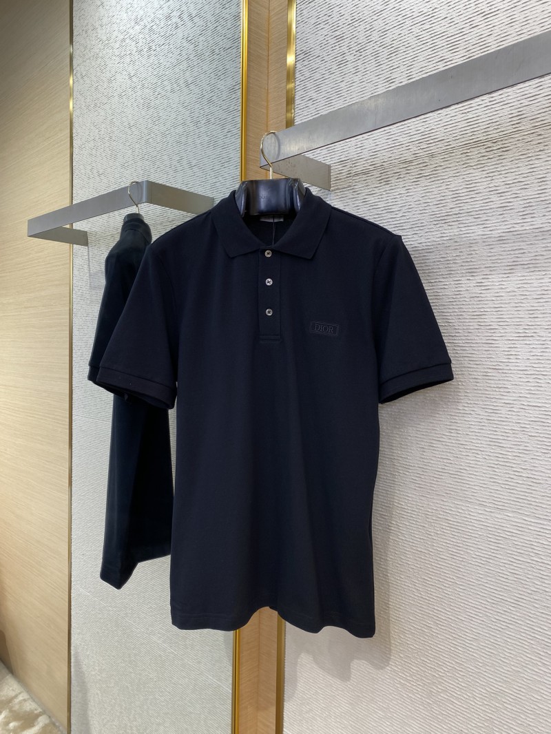 Dior logo embroidered polo shirt black 4