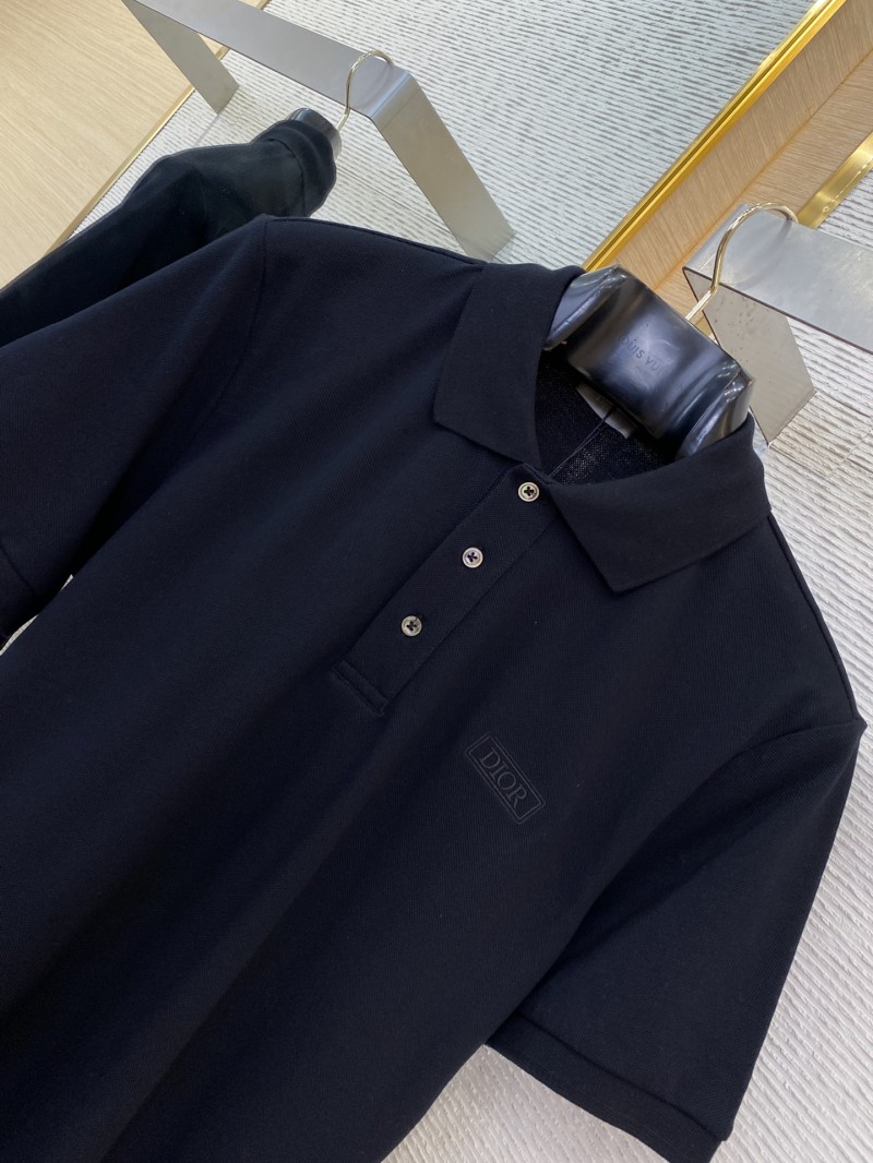 Dior logo embroidered polo shirt black 5
