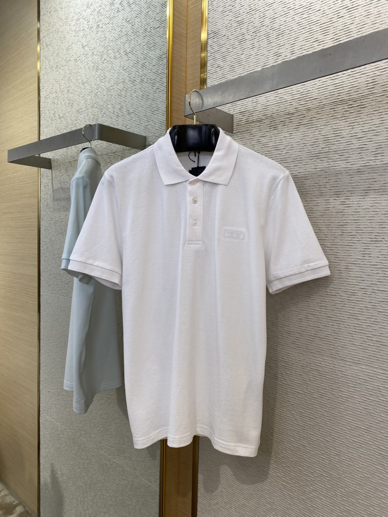 Dior logo embroidered polo shirt white 4