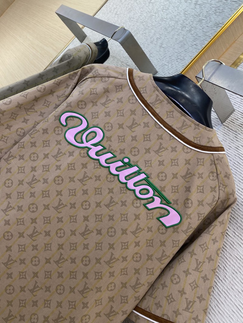 LV Collarless Logo Jacquard Cardigan 8