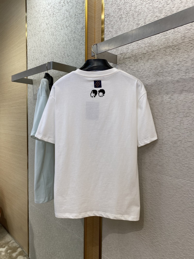 LV Love Flocked Print Short Sleeve T-Shirt Blue 6