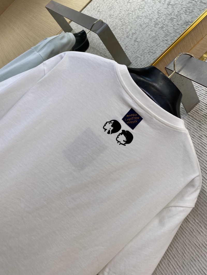 LV Love Flocked Print Short Sleeve T-Shirt Blue 7