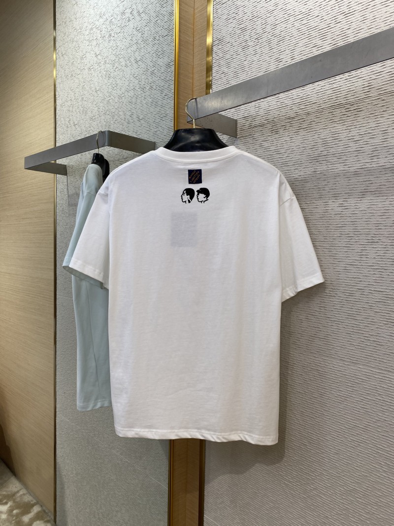 LV Love Flocked Print Short Sleeve T-Shirt Red 6