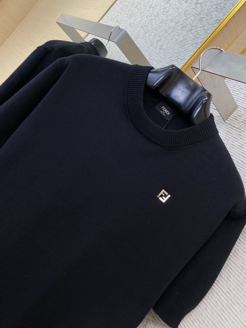 Fendi Double F Metallic Logo Wool Knit Short Sleeve Black 5