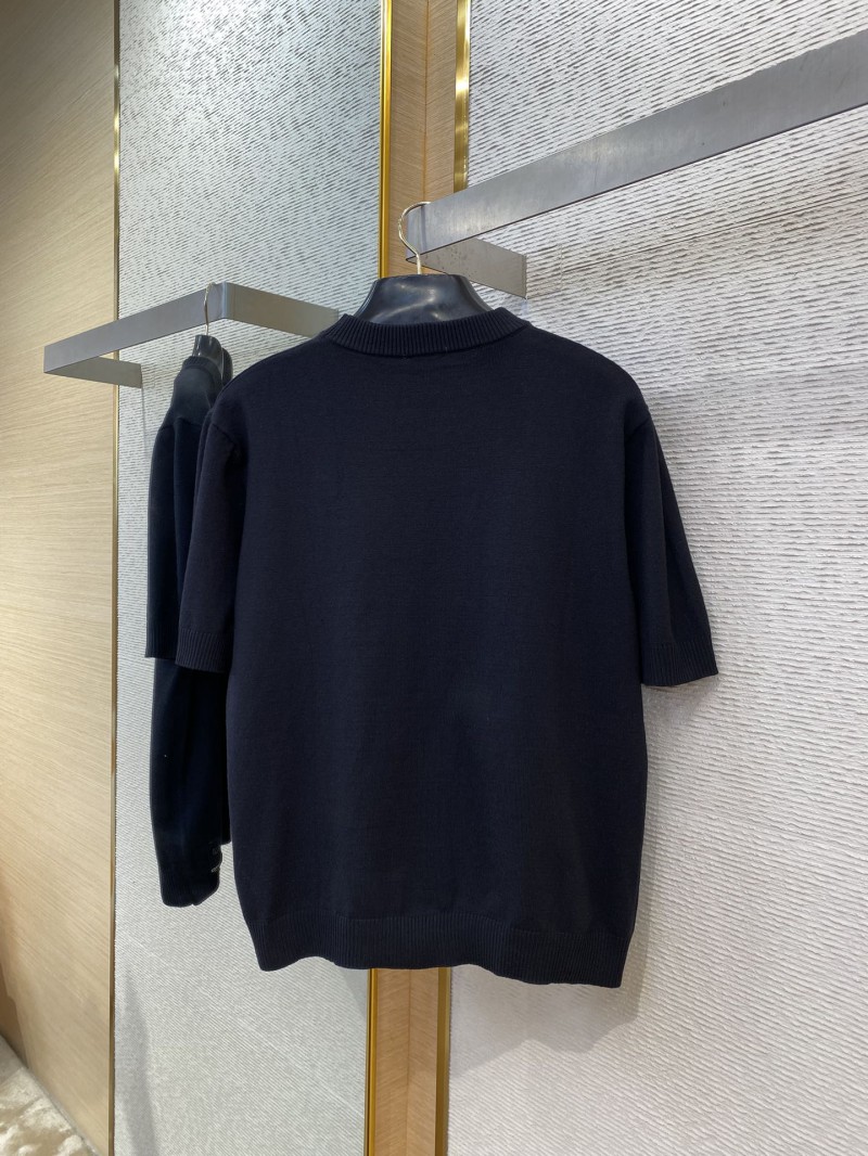 Fendi Double F Metallic Logo Wool Knit Short Sleeve Black 6