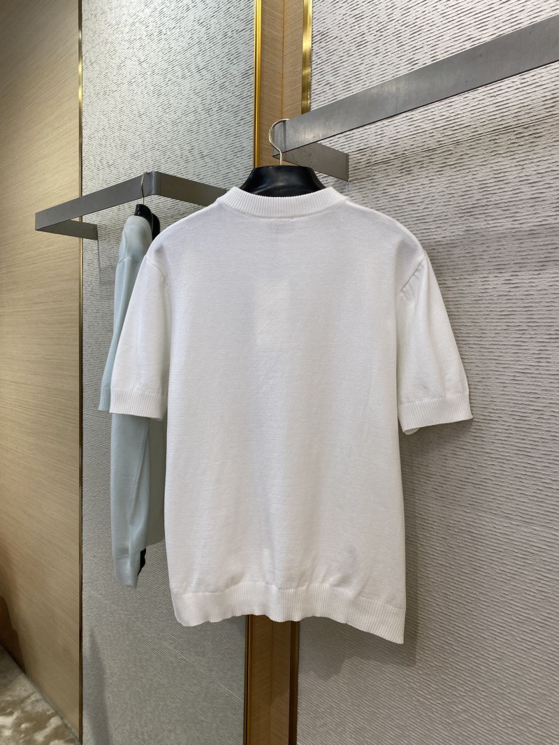 Fendi Double F Metallic Logo Wool Knit Short Sleeve White 6