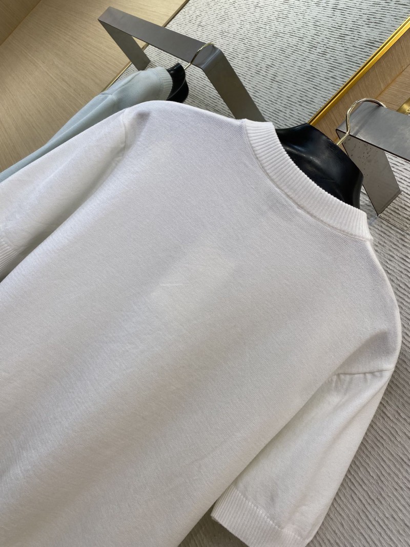 Fendi Double F Metallic Logo Wool Knit Short Sleeve White 7