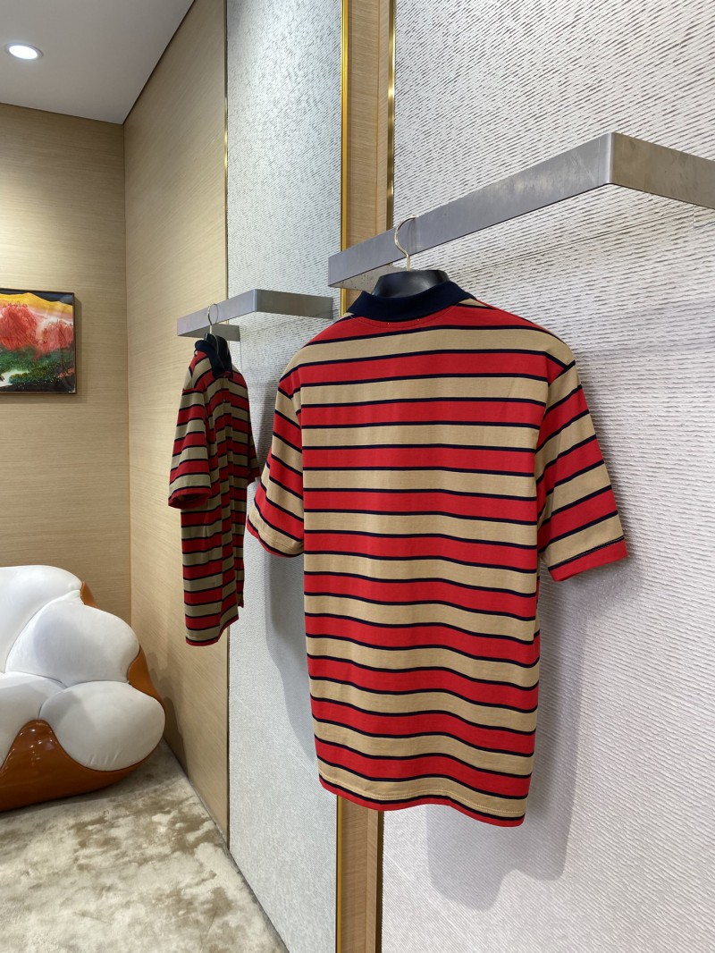 Prada Striped Lapel Embroidered Polo Shirt 3
