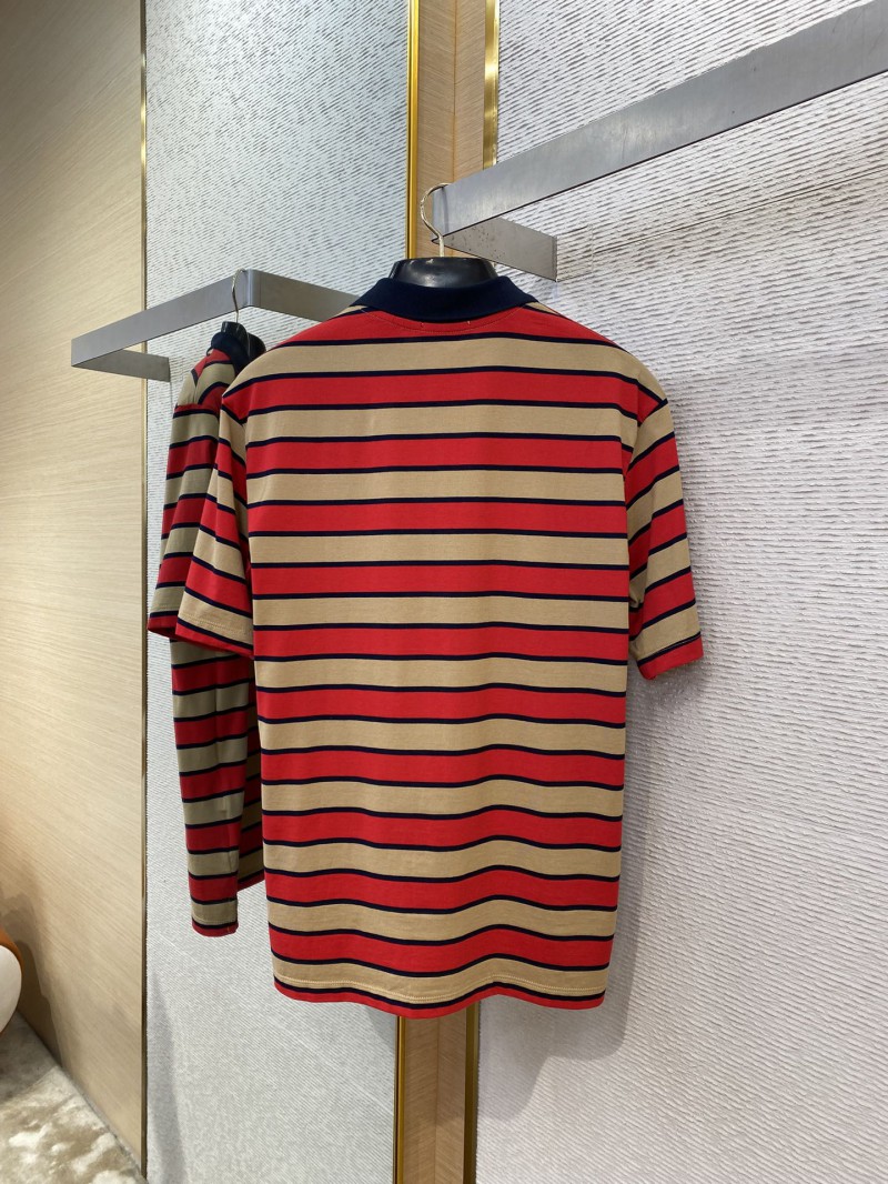 Prada Striped Lapel Embroidered Polo Shirt 6