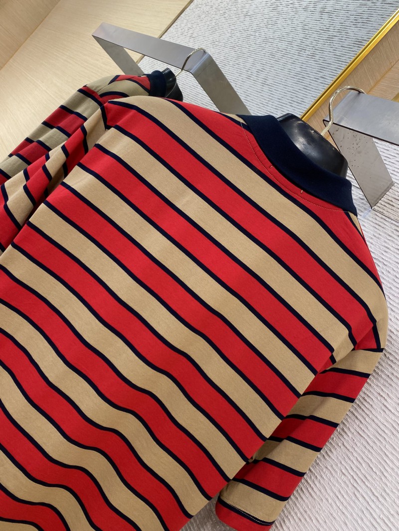 Prada Striped Lapel Embroidered Polo Shirt 7