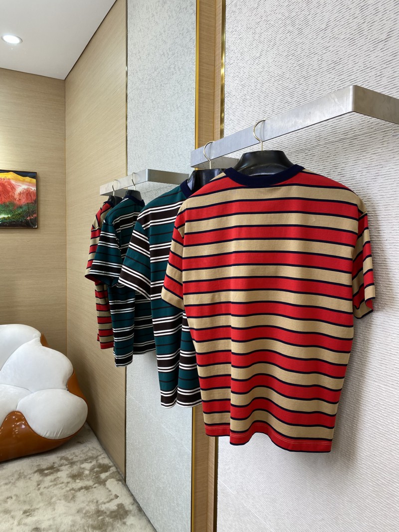 Prada Striped Pocket Short Sleeve T-Shirt Dark Green 3