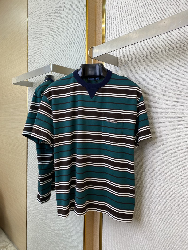 Prada Striped Pocket Short Sleeve T-Shirt Dark Green 4