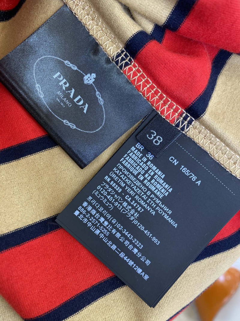 Prada Striped Pocket Short Sleeve T-Shirt Red 8