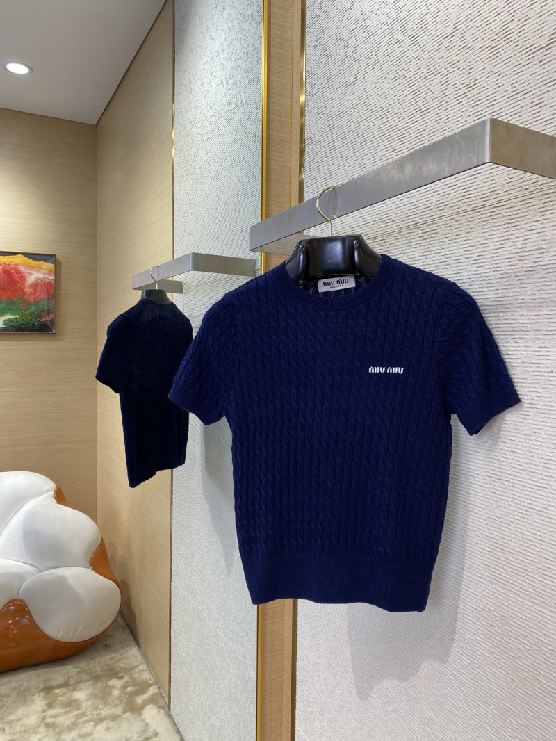 Miu Miu appliqu??d logo knit short sleeve 2