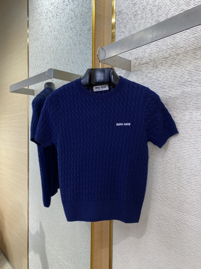 Miu Miu appliqu??d logo knit short sleeve 4
