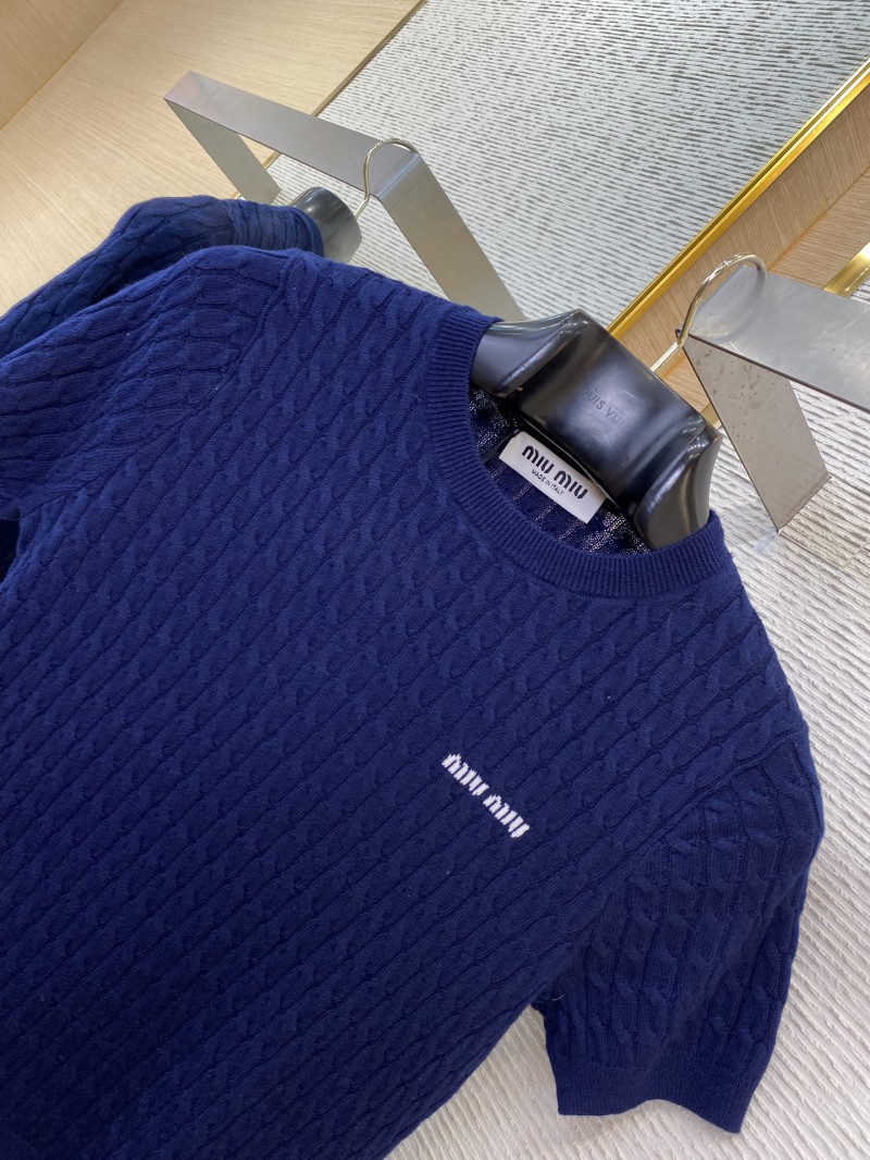 Miu Miu appliqu??d logo knit short sleeve 5