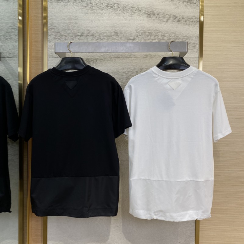 Prada Patchwork Short Sleeve T-Shirt White 1