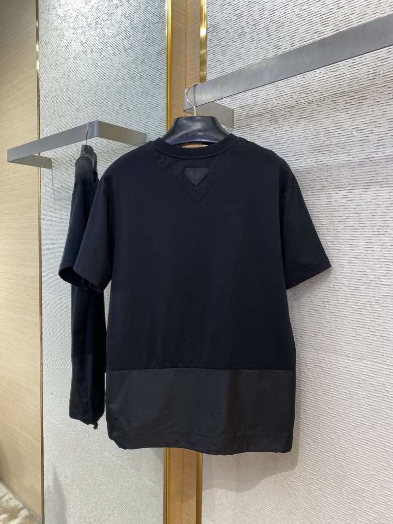Prada Patchwork Short Sleeve T-Shirt Black 6