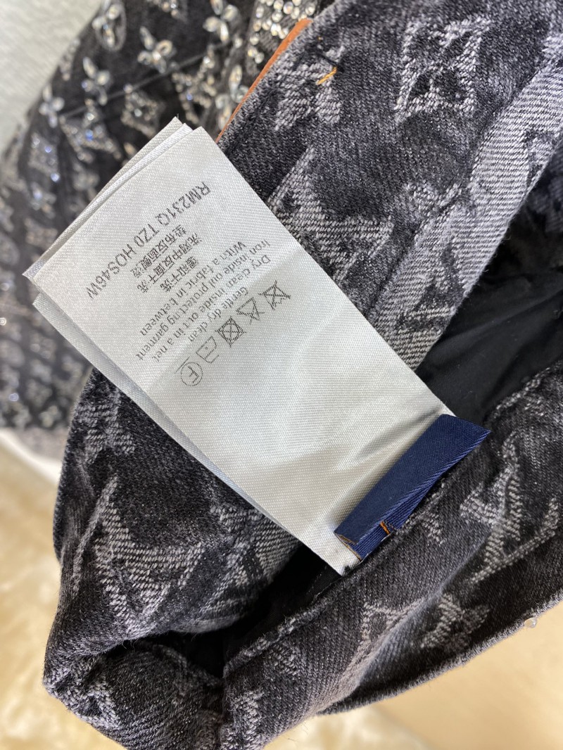 LV Old Flower Rhinestone Denim Trousers 8