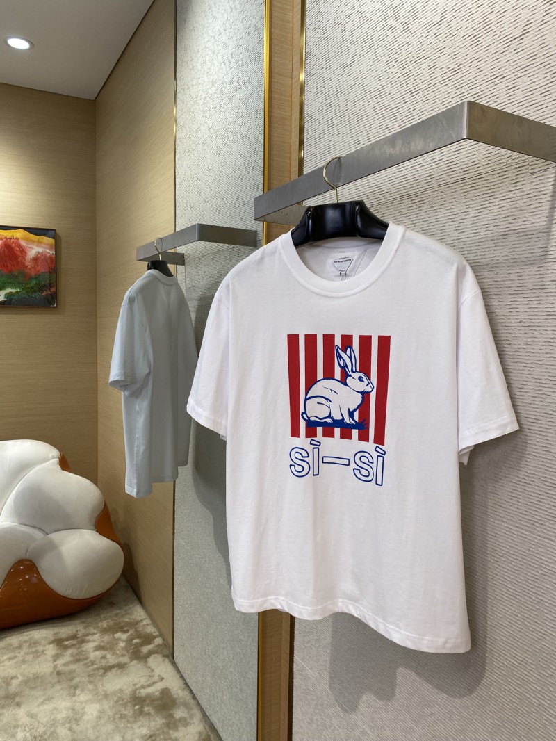 Bottega Veneta White Rabbit Print Short Sleeve T-Shirt 2