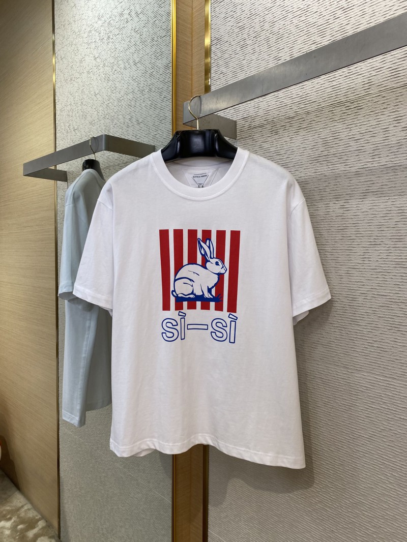 Bottega Veneta White Rabbit Print Short Sleeve T-Shirt 4