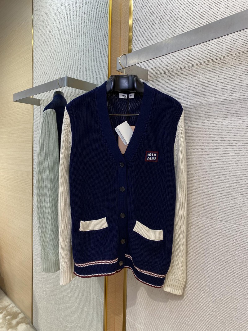 Miu Miu Appliqu?? Embroidery Colour Block Knit Cardigan 4
