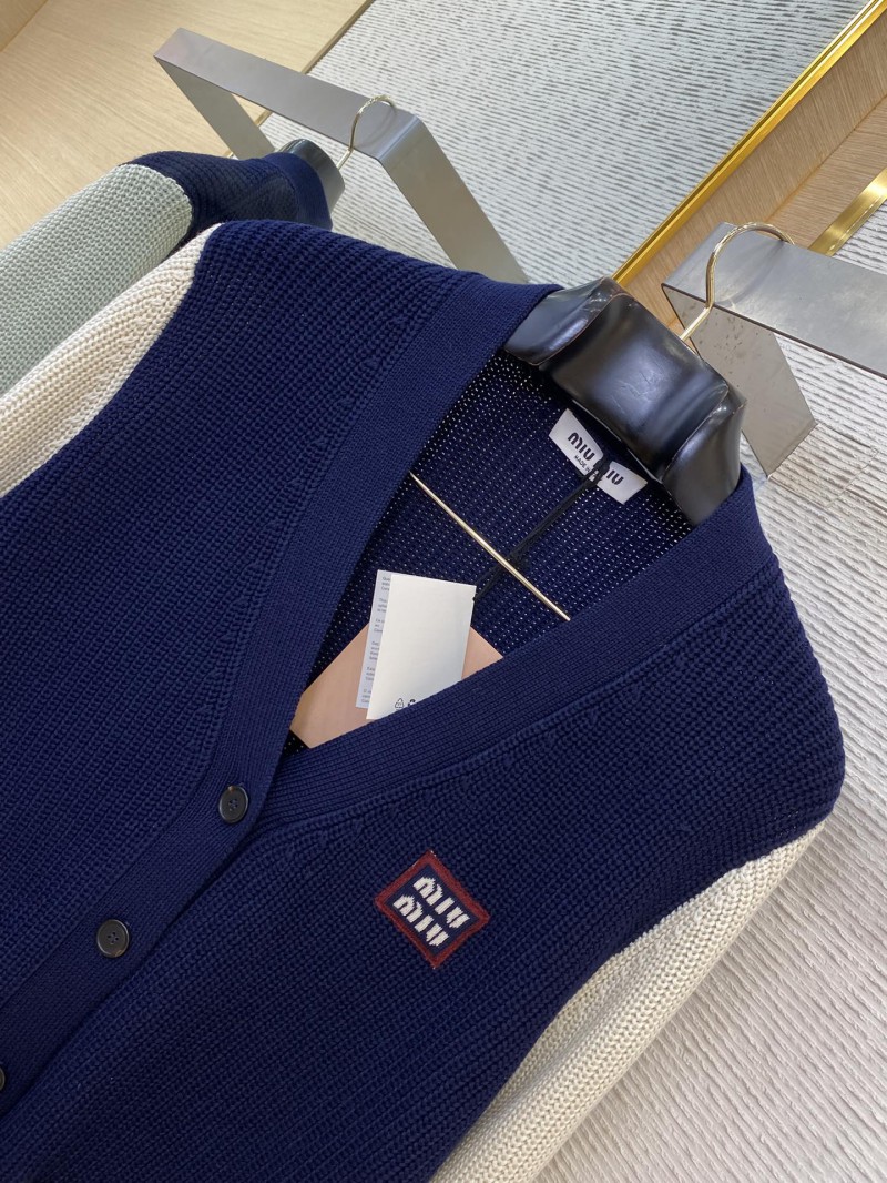 Miu Miu Appliqu?? Embroidery Colour Block Knit Cardigan 5