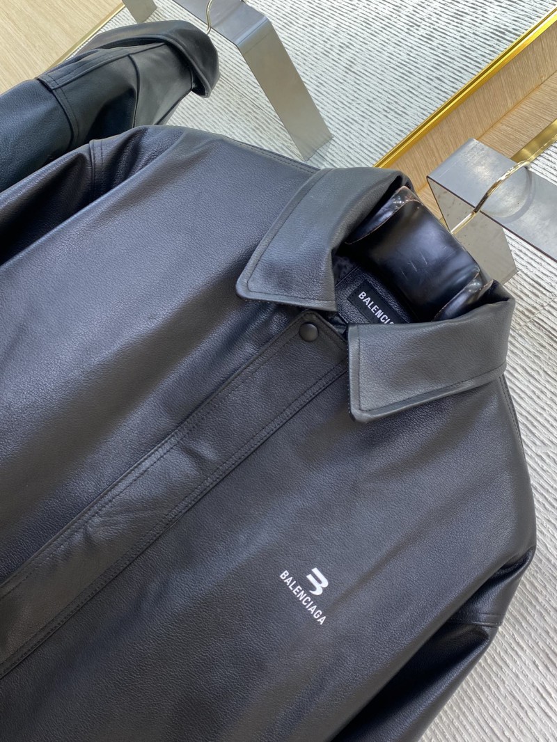 Balenciaga 3M Embroidered Leather Jacket Coat 5