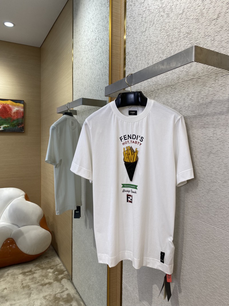 Fendi Fries Embroidered Short Sleeve T-Shirt 2