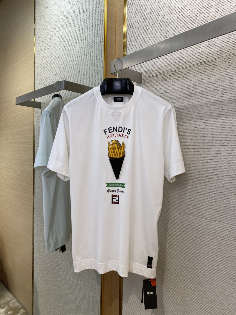 Fendi Fries Embroidered Short Sleeve T-Shirt 4