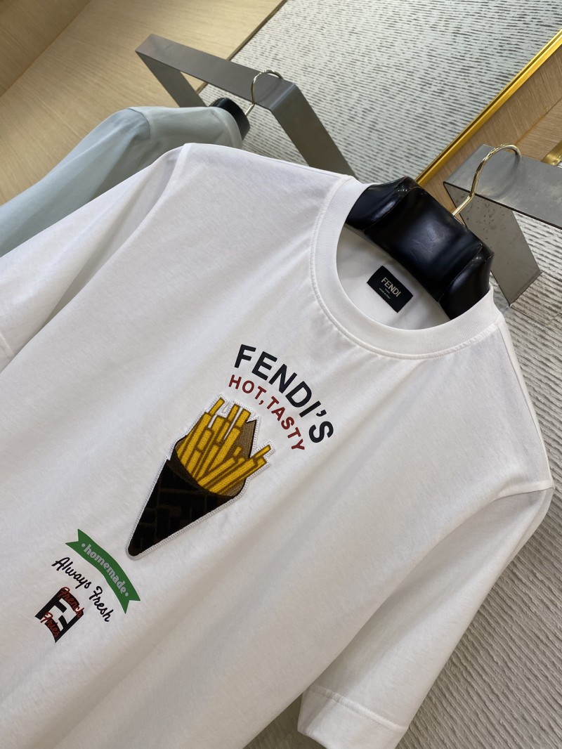 Fendi Fries Embroidered Short Sleeve T-Shirt 5