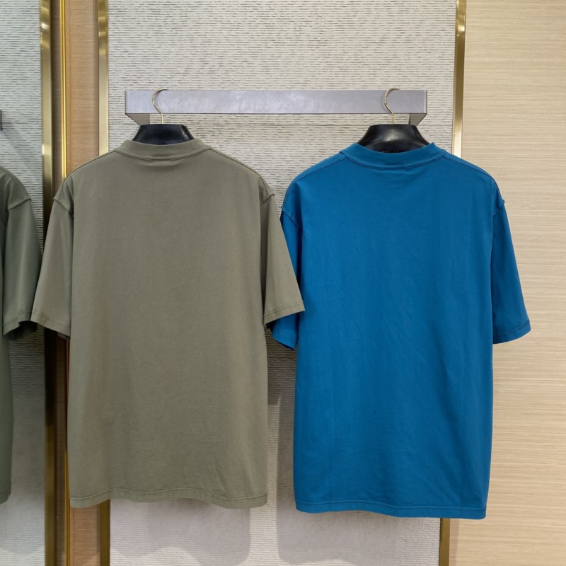 Balenciaga Letter Embroidered Short Sleeve T-Shirt Green 1