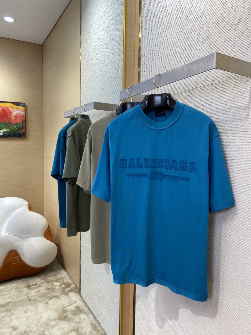 Balenciaga Letter Embroidered Short Sleeve T-Shirt Green 2