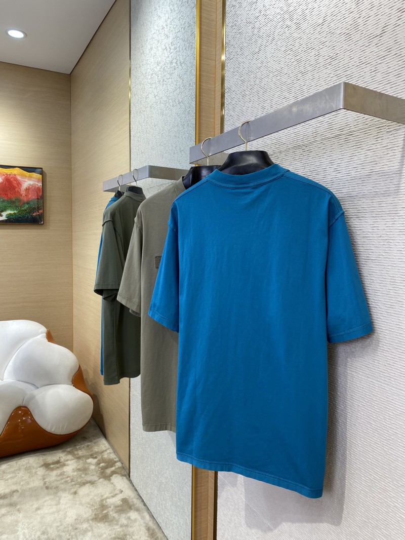 Balenciaga Letter Embroidered Short Sleeve T-Shirt Blue 3
