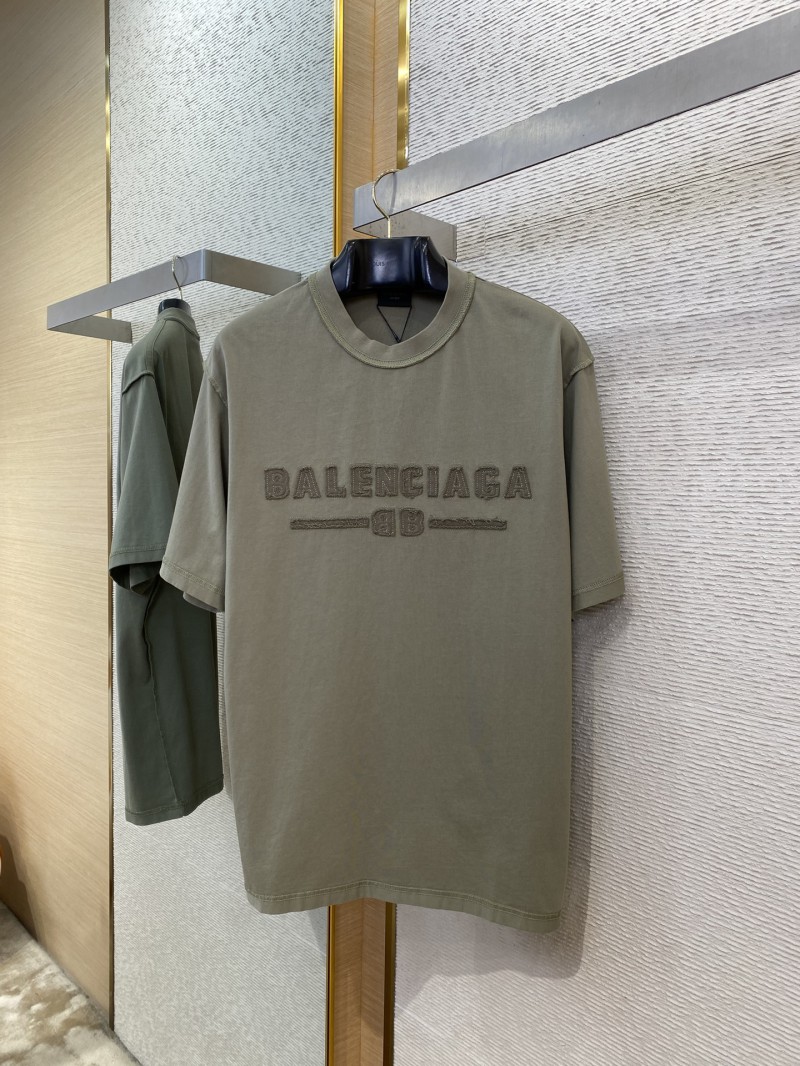 Balenciaga Letter Embroidered Short Sleeve T-Shirt Green 4