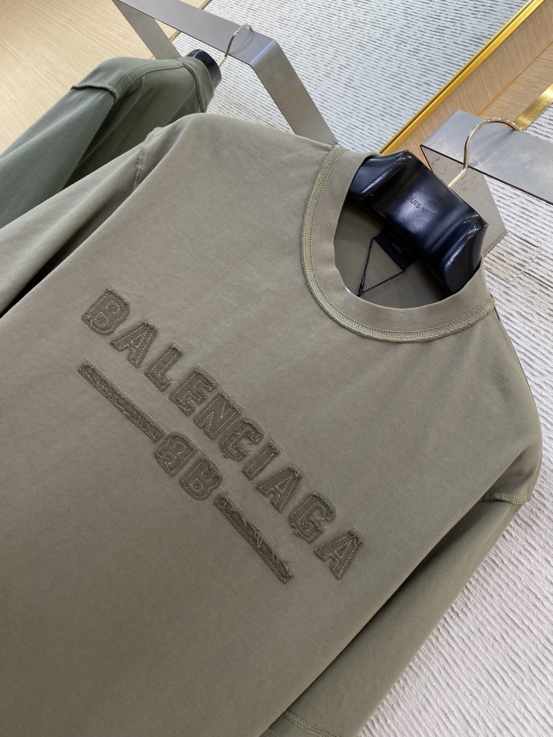 Balenciaga Letter Embroidered Short Sleeve T-Shirt Green 5
