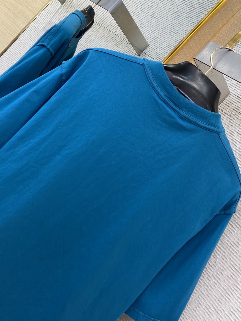 Balenciaga Letter Embroidered Short Sleeve T-Shirt Blue 7