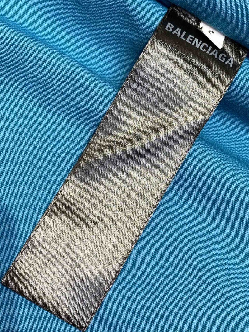 Balenciaga Letter Embroidered Short Sleeve T-Shirt Blue 8