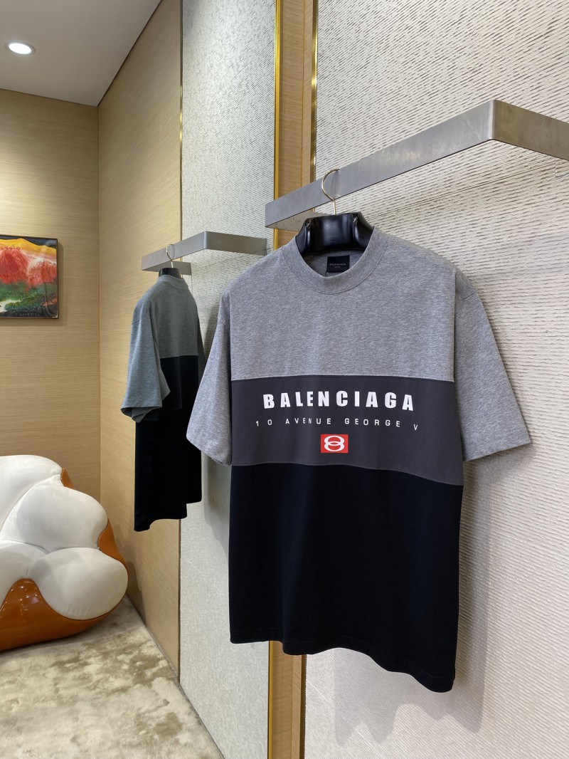 Balenciaga Letter Print Patchwork Short Sleeve T-Shirt 2