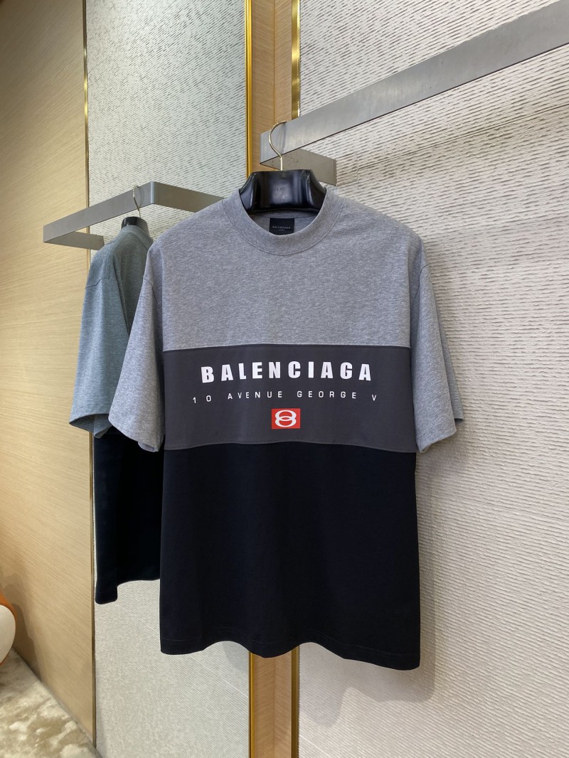 Balenciaga Letter Print Patchwork Short Sleeve T-Shirt 4
